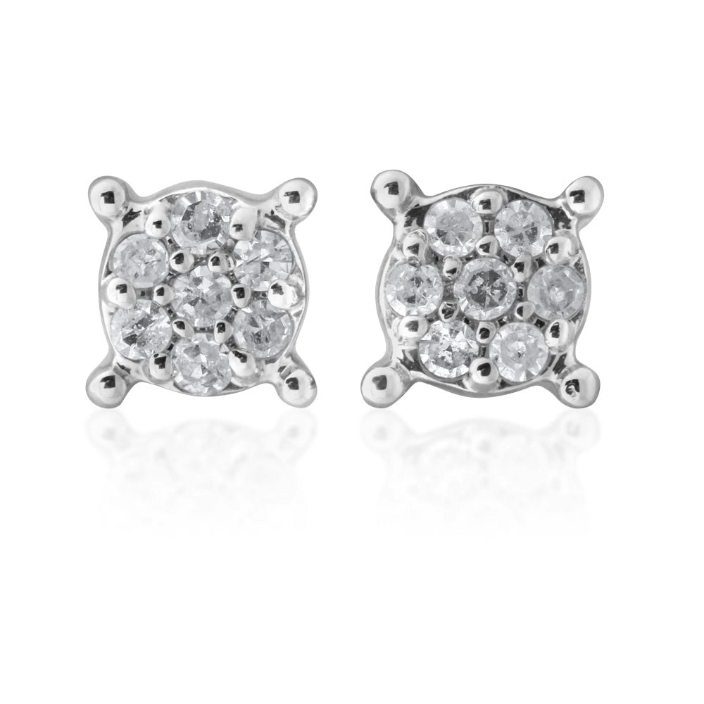 9ct Yellow Gold Diamond Studs with 14 Brilliant Diamonds