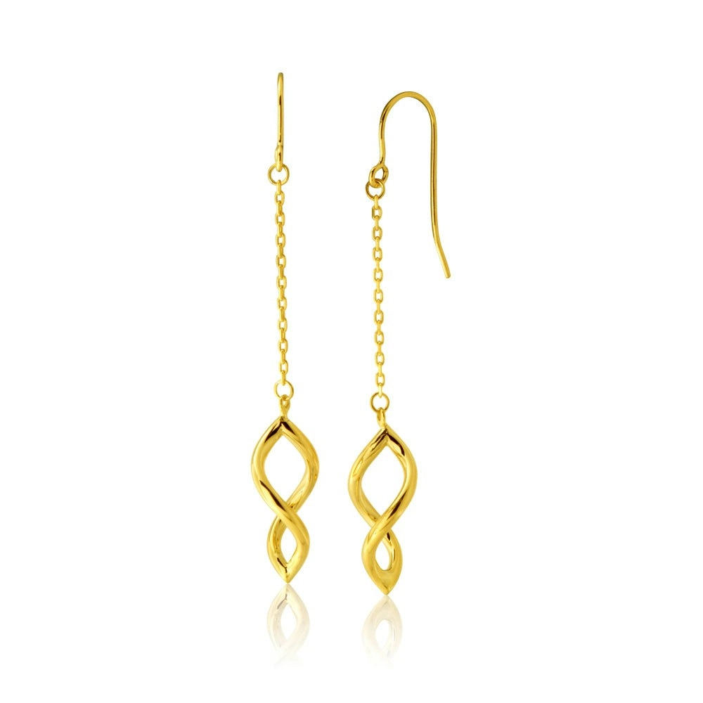 9ct Yellow Gold Silver Filled Twist Drop Earrings