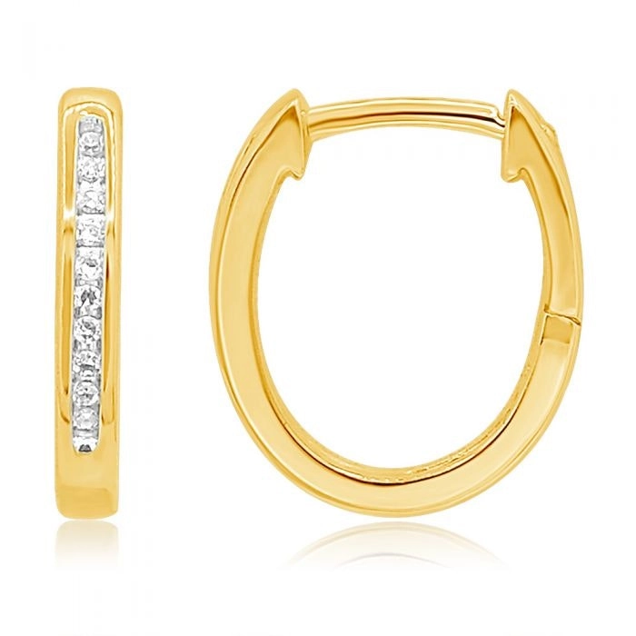 9ct Yellow Gold Hoop Earrings with 20 Brilliant Diamonds