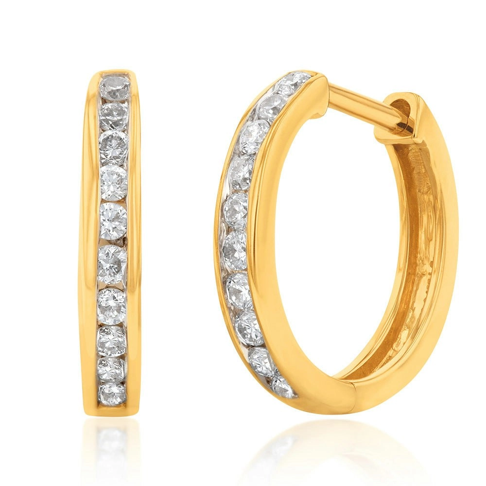 Luminesce Lab Grown 1/4 Carat Diamond Hoop Earring in 9ct Yellow Gold