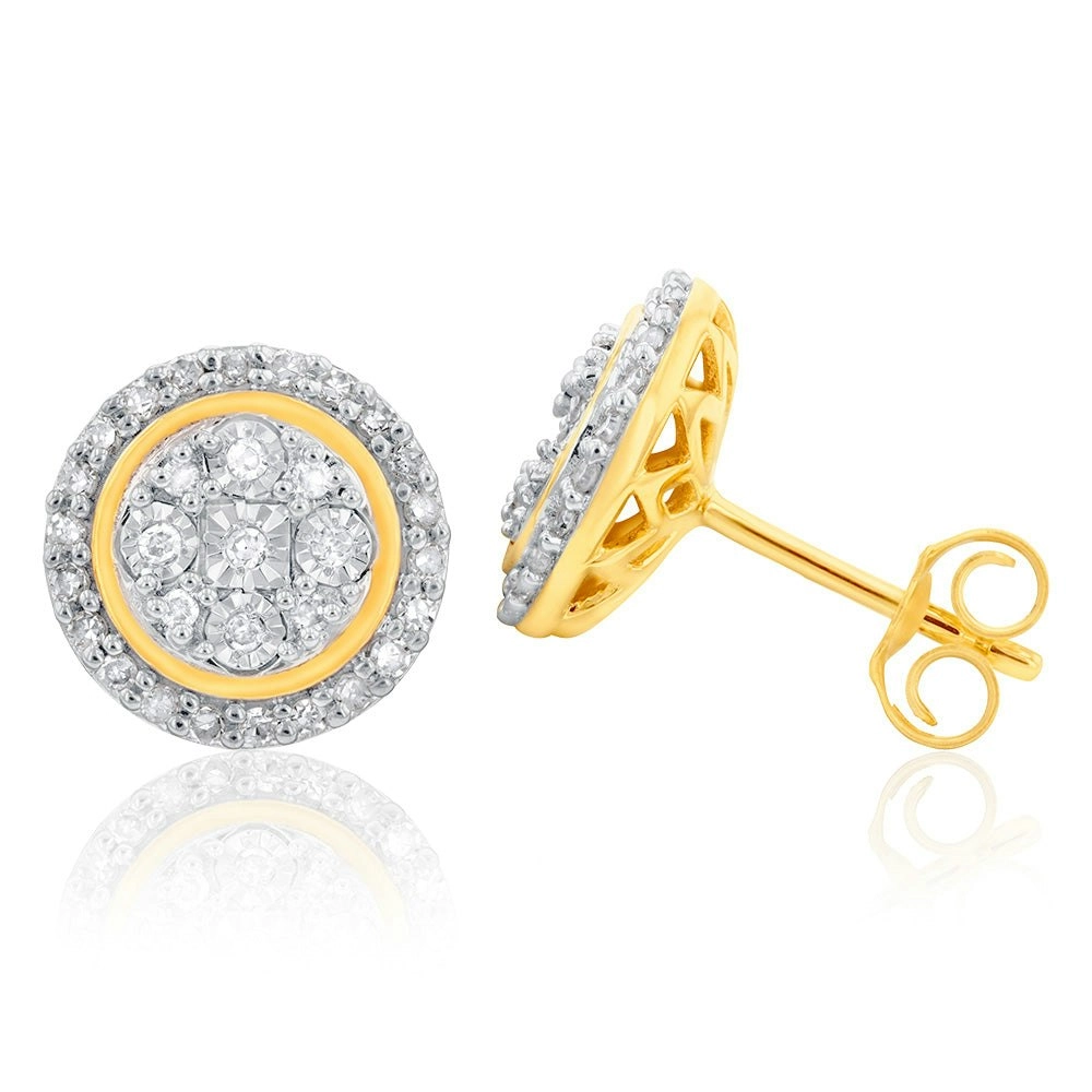 Luminesce Lab Grown Diamond 1/5 Carat Stud Earrings in 9ct Yellow Gold