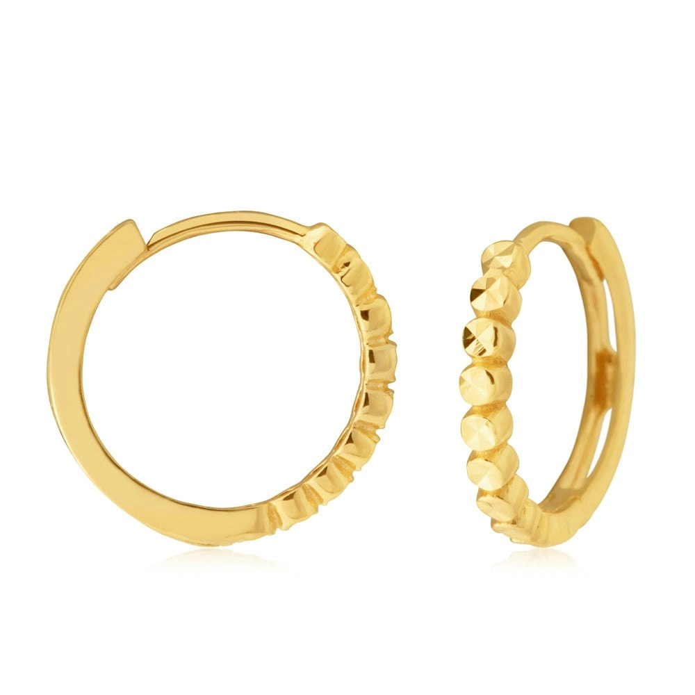 9ct Yellow Gold Hoop Patterned Earrings