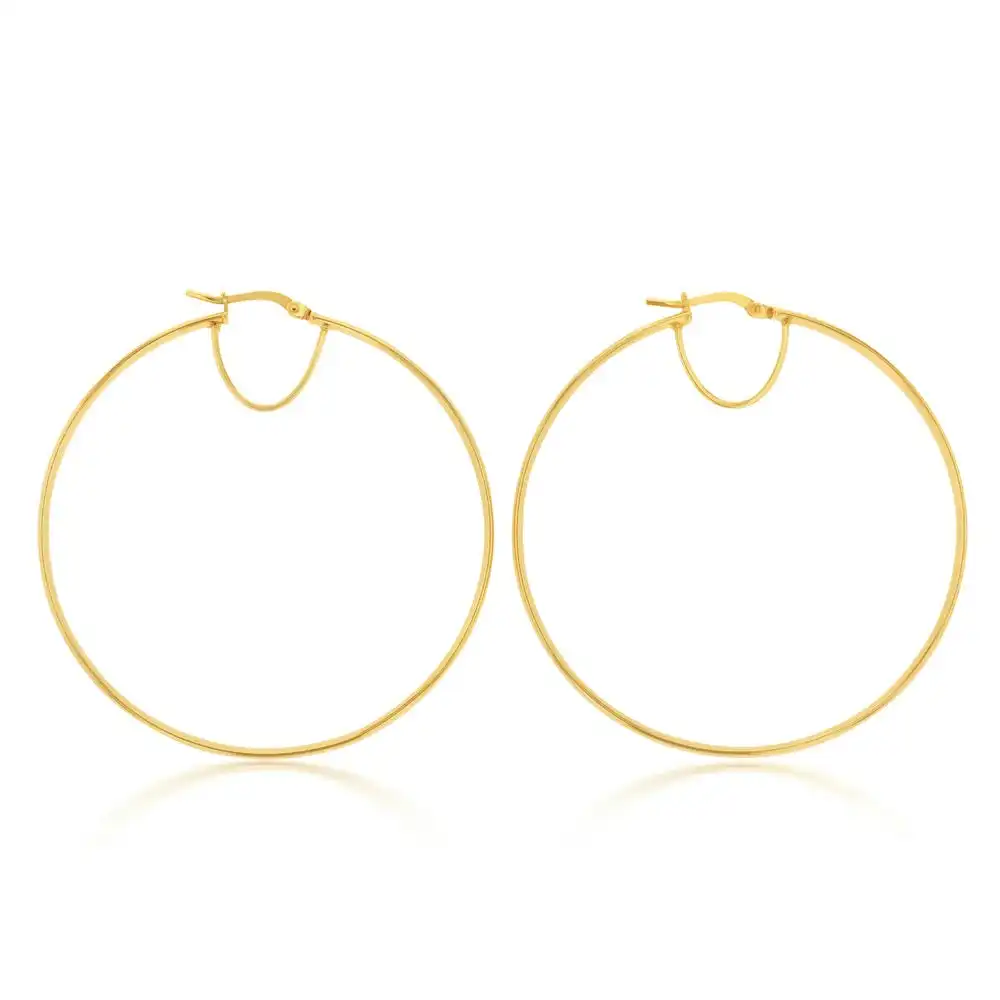 9ct Silverfilled Yellow Gold Plain 50mm Hoop Earrings