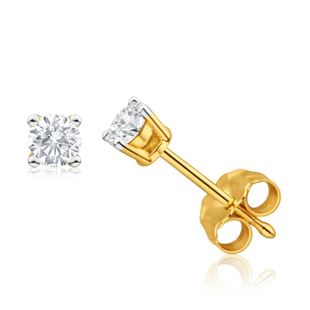 9ct Yellow Gold Exquisite Diamond Stud Earrings