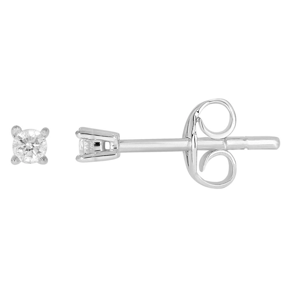 9ct White Gold 0.05 Carat Brilliant Cut Diamond Stud Earrings