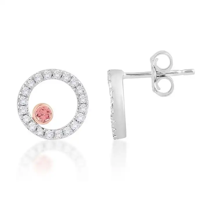 Luminesce Lab Grown 1/3 Carat Diamond Pink Bezel set Studs in 9ct White Gold