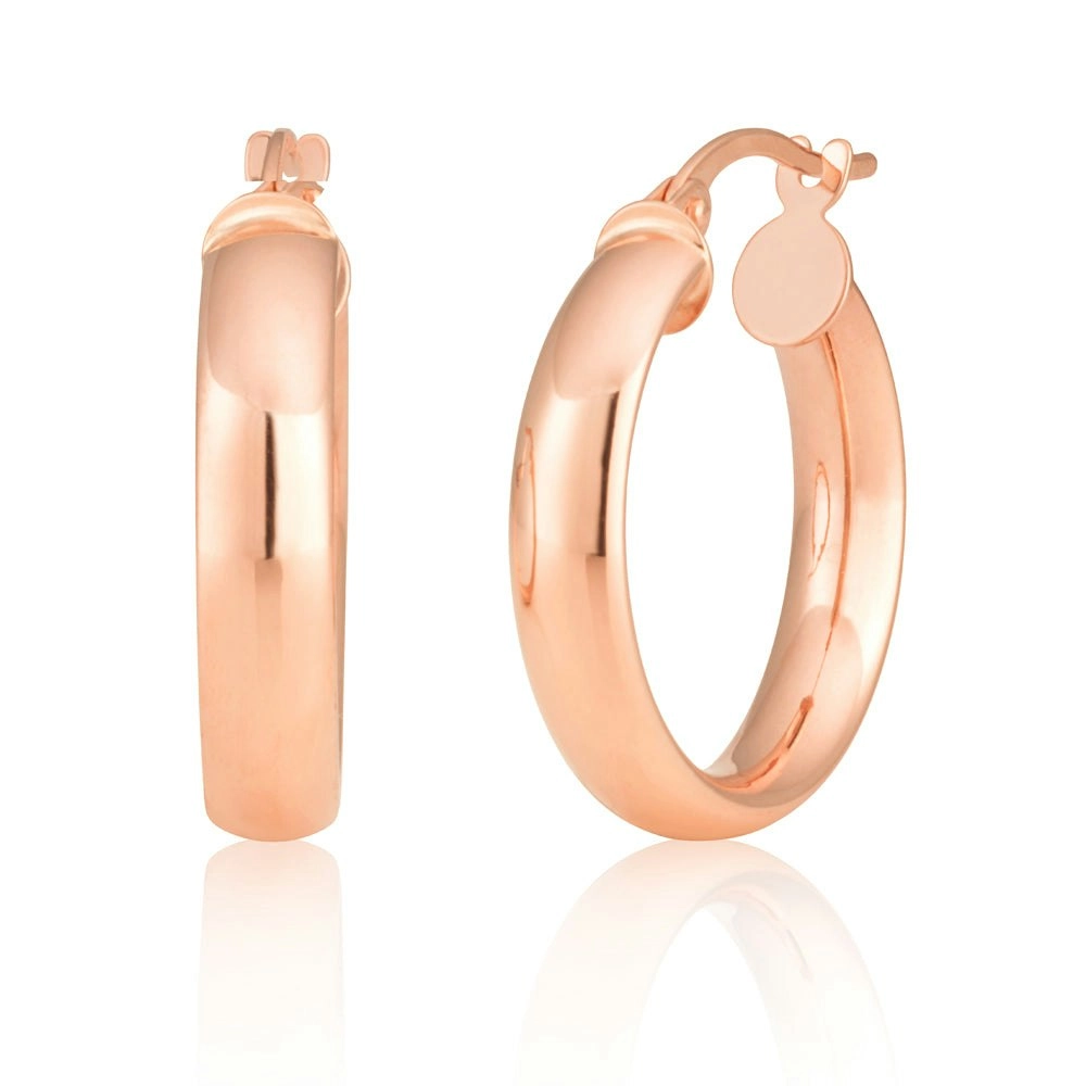 9ct Rose Gold Plain 15mm Hoops Earrings