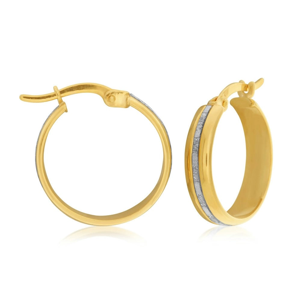 9ct Yellow Gold Filled Stardust 15mm Hoop Earrings