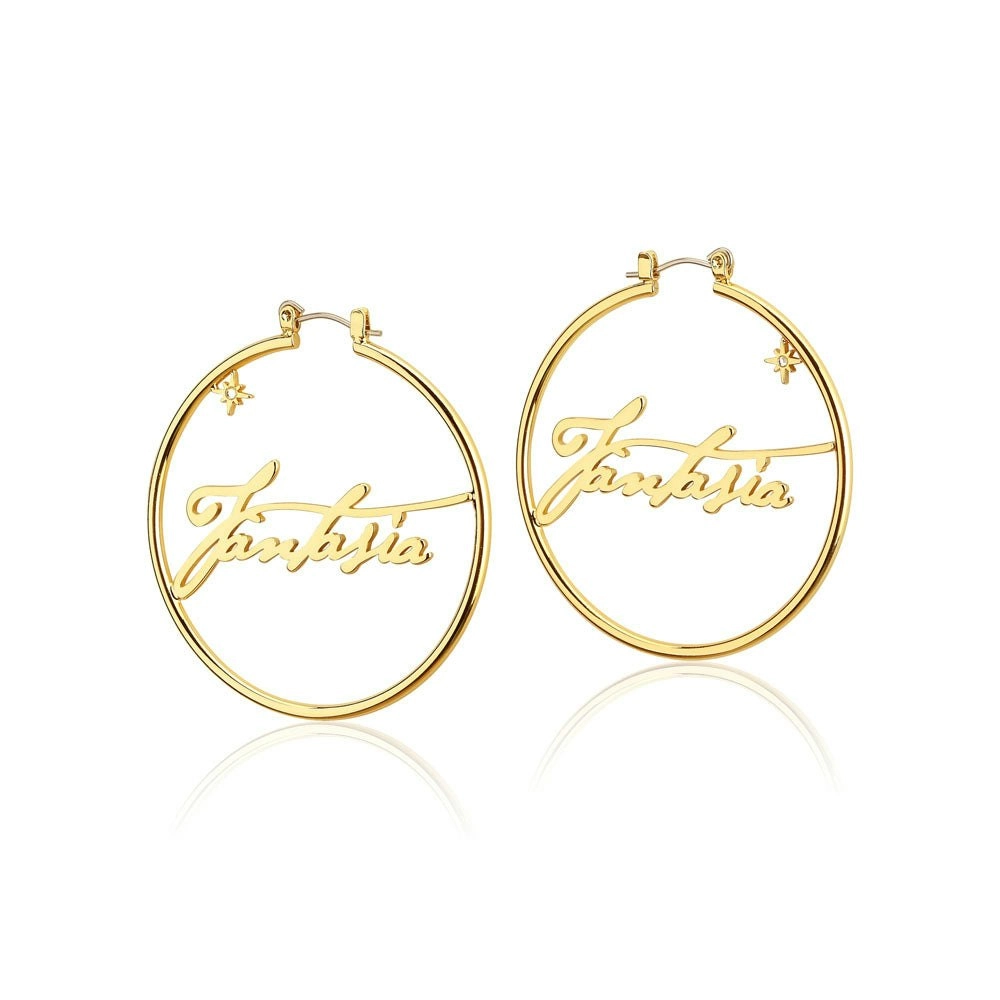 Disney Fantasia Gold Plated 50mm Hoop Earrings