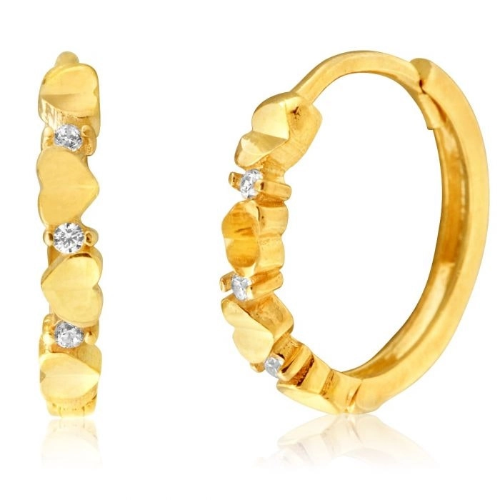 9ct Yellow Gold Diamond Cut Cubic Zirconia Hoops