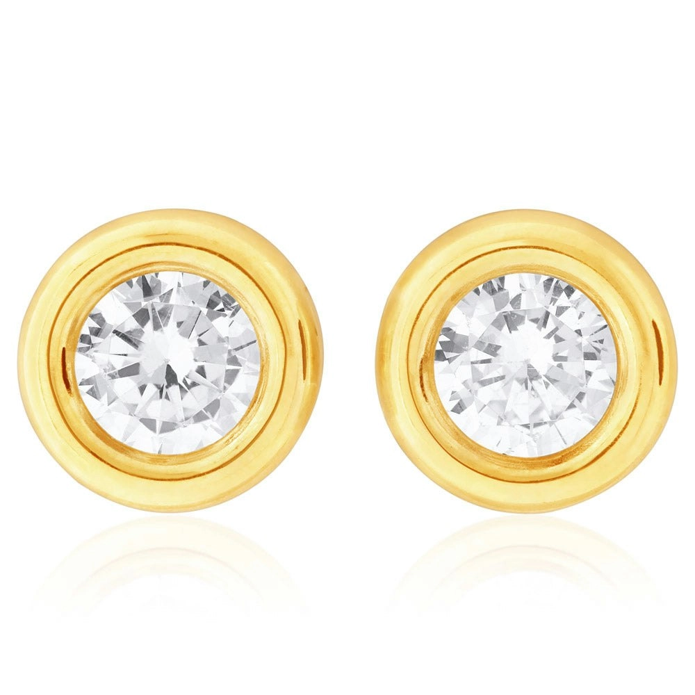 9ct Yellow Gold 5mm Bezel Zirconia Studs