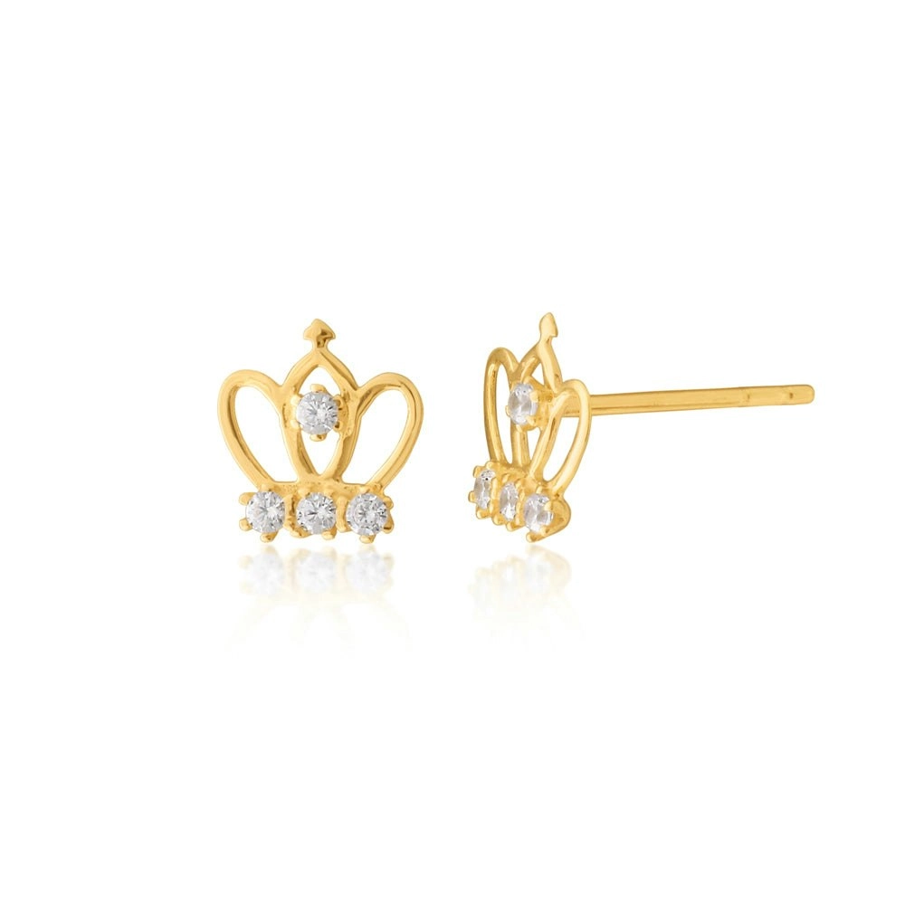 9ct Yellow Gold Zirconia Crown Studs