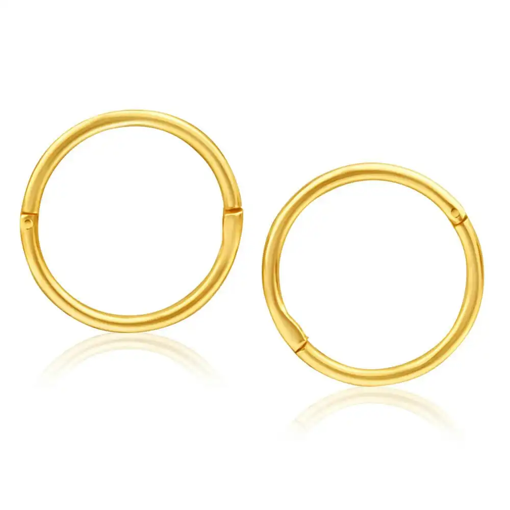 Sterling Silver Gold Plated 10mm Sleeper Earrings