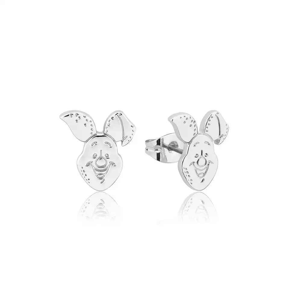 Disney White Gold Plated Winnie The Pooh Piglet 10mm Stud Earrings
