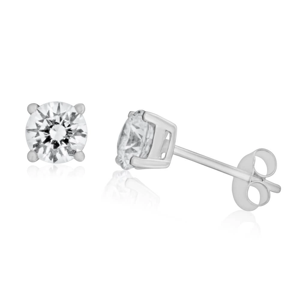 9ct White Gold Cubic Zirconia 5mm Stud Earrings