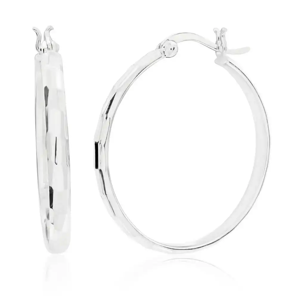 Sterling Silver Cut Hoop Earrings