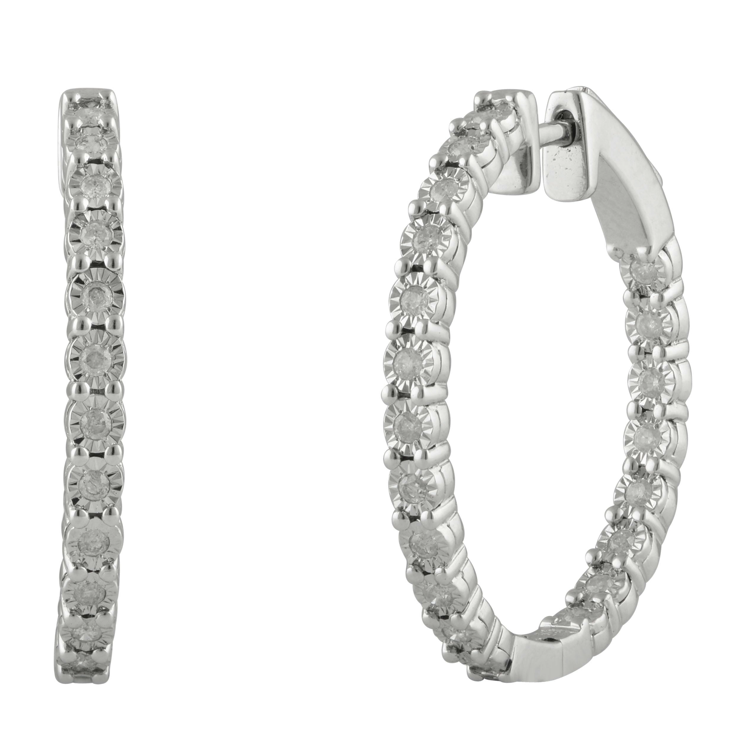 Sterling Silver 1/2 Carat Diamond Hoop Earrings