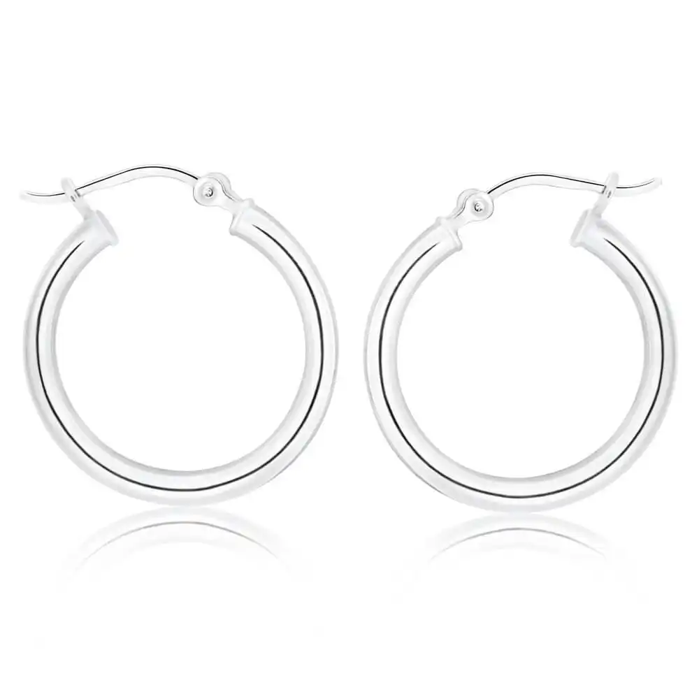 Sterling Silver 19mm Plain Hoop Earrings