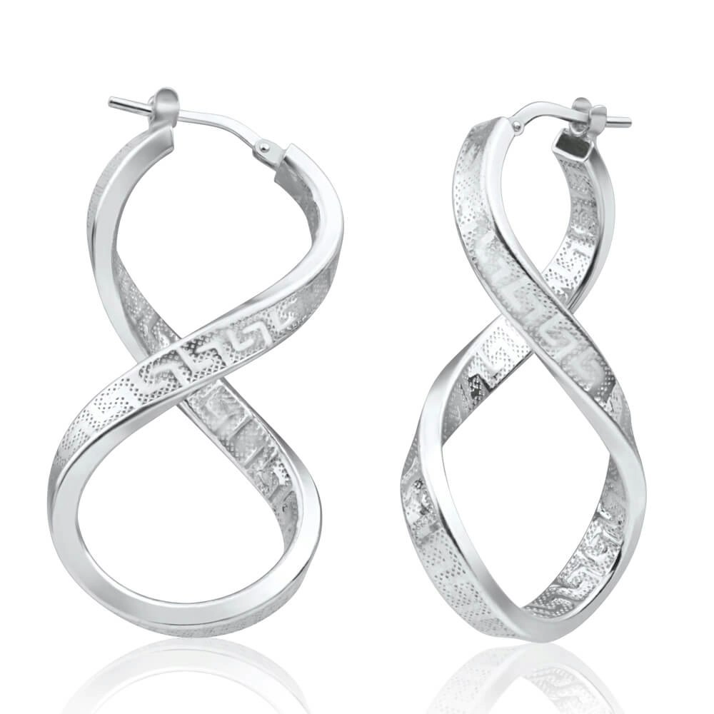 Sterling Silver Figure "8" Greek Hoop Earrings