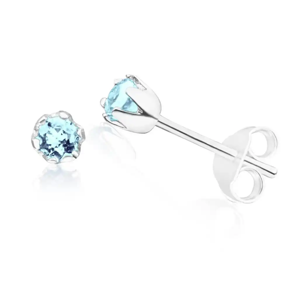 Sterling Silver Blue Topaz Stud Earrings