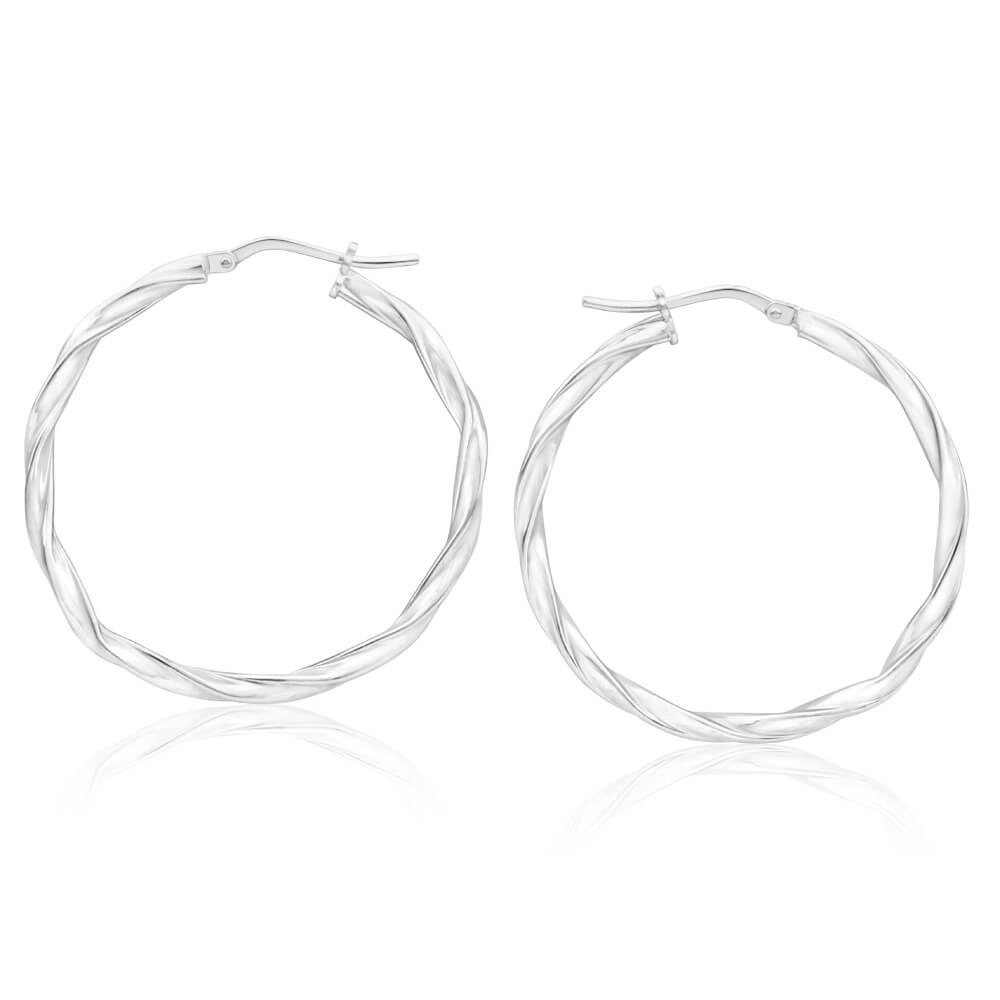 Sterling Silver 30mm Twisted Hoop Earrings