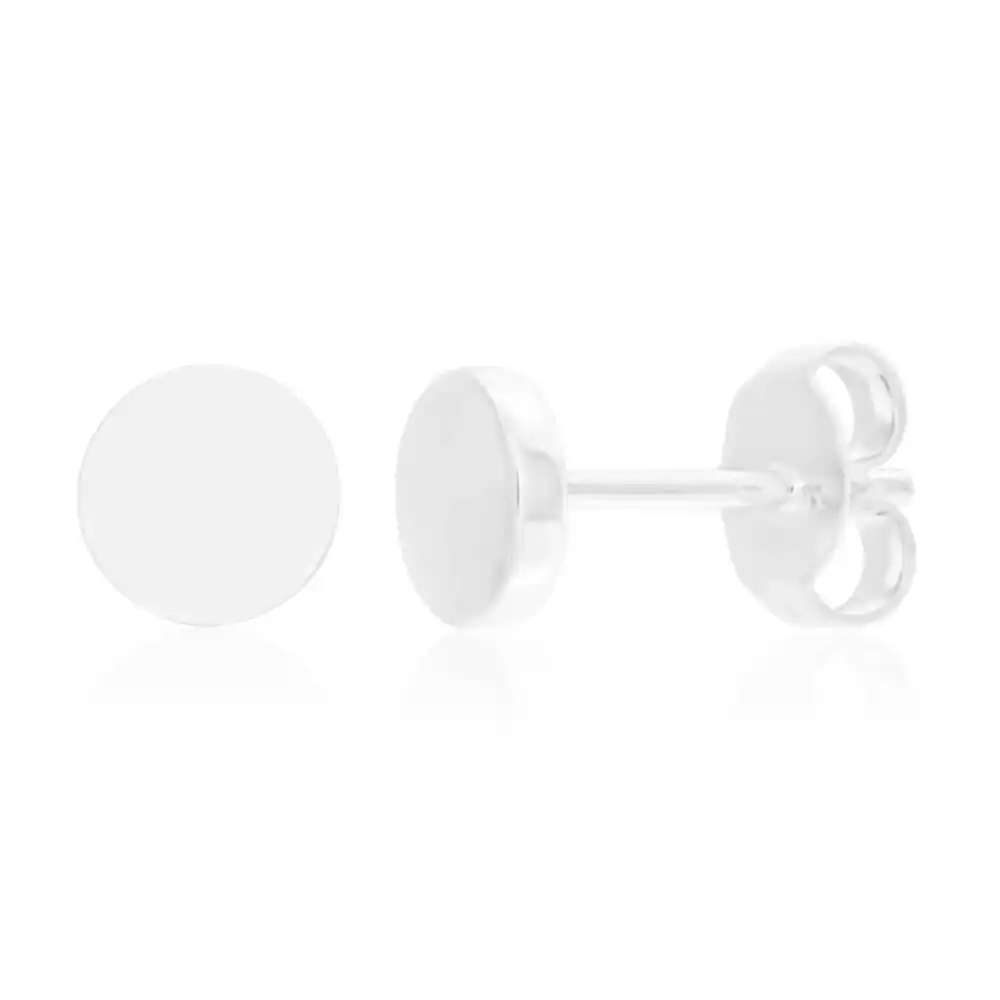 Sterling Silver Plain Round Stud Earrings