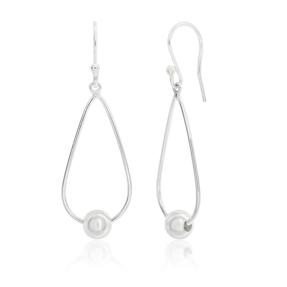 Sterling Silver Teardrop Bead Ball Drop Earrings