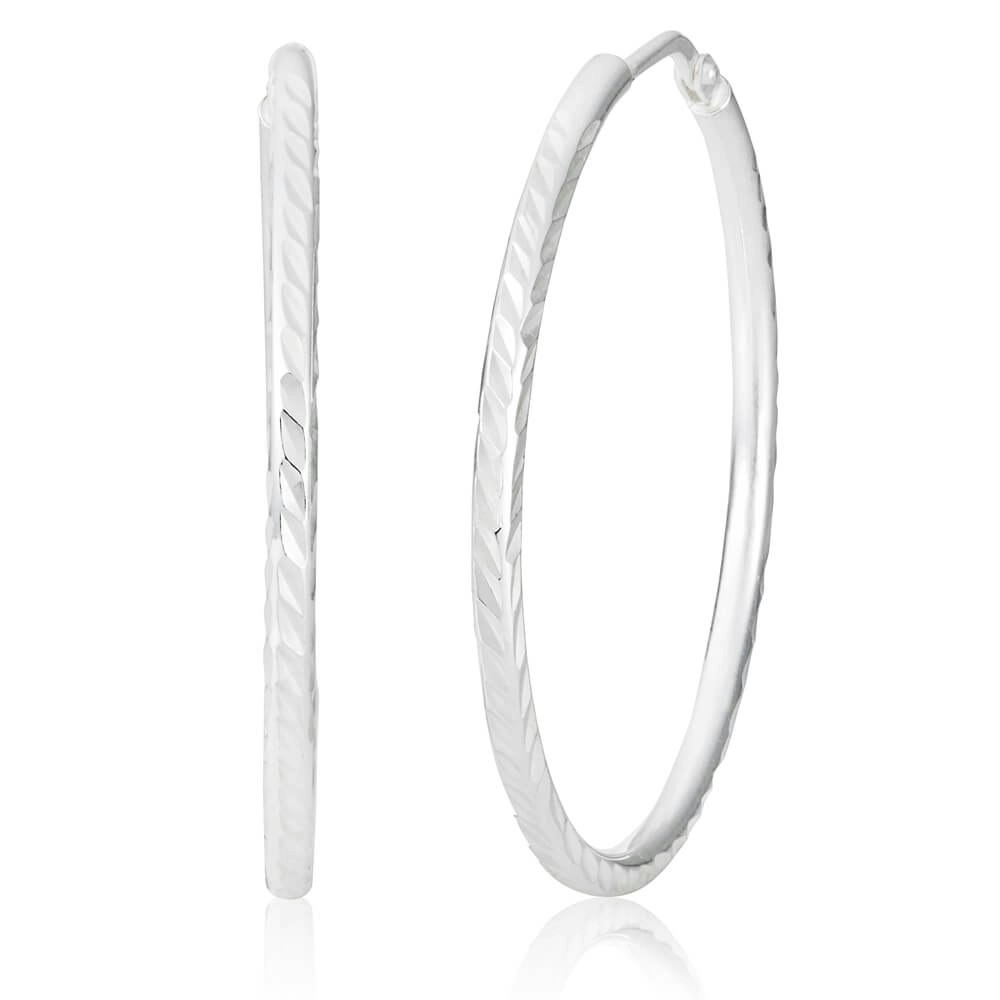 Sterling Silver 30mm Diamond Cut Hoop Earrings