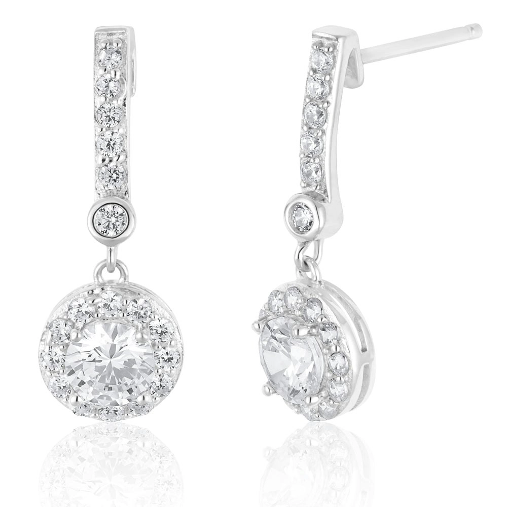 Streling Silver Cubic Zirconia Drop Earrings