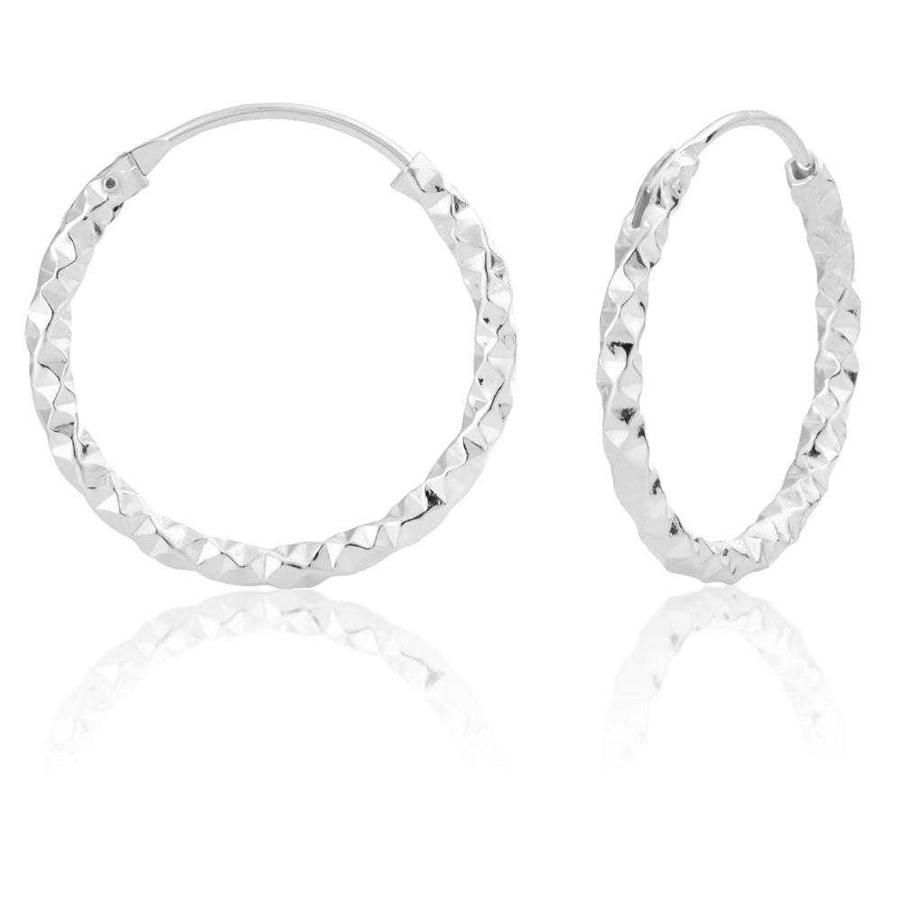 Sterling Silver 21mm Fancy Hoops