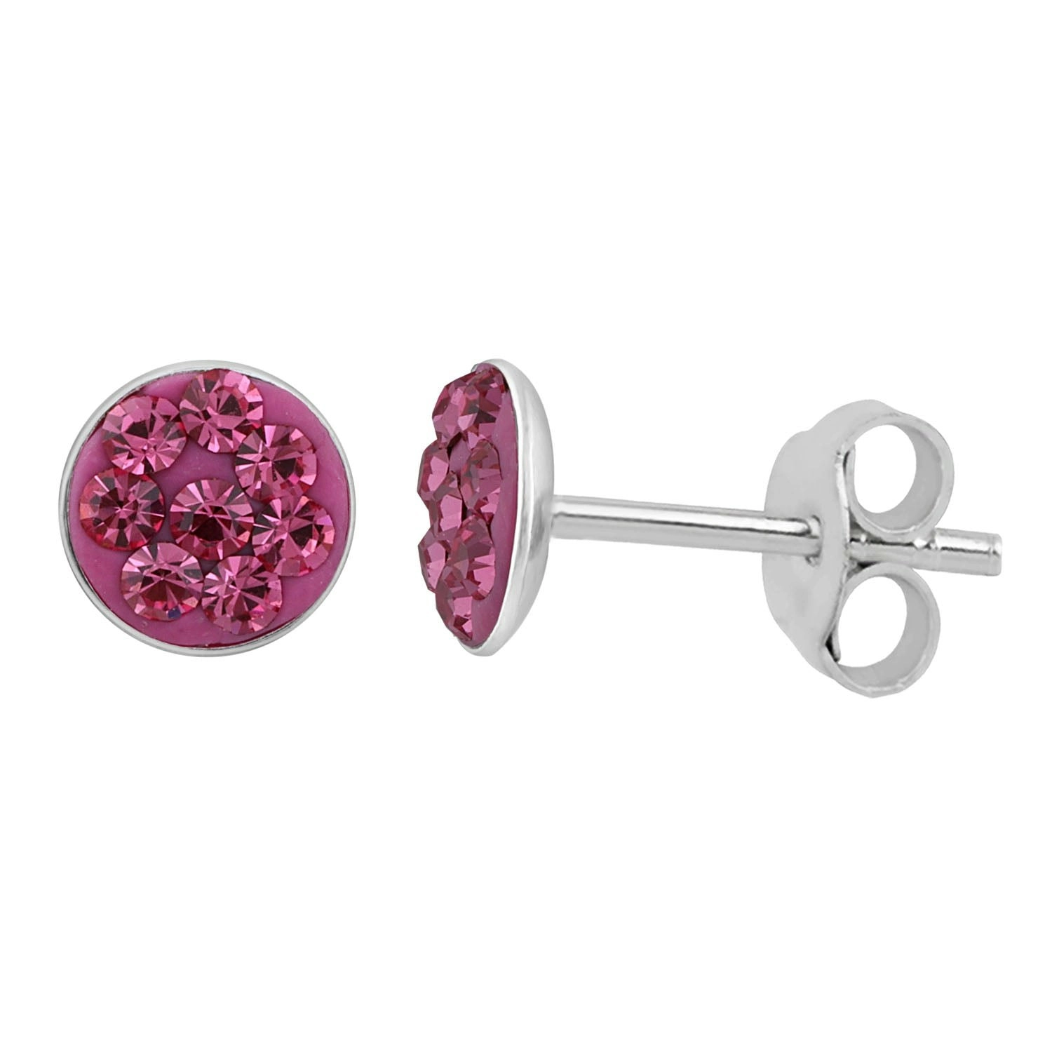 Sterling Silver 5mm Rose Crystal Stud Earrings