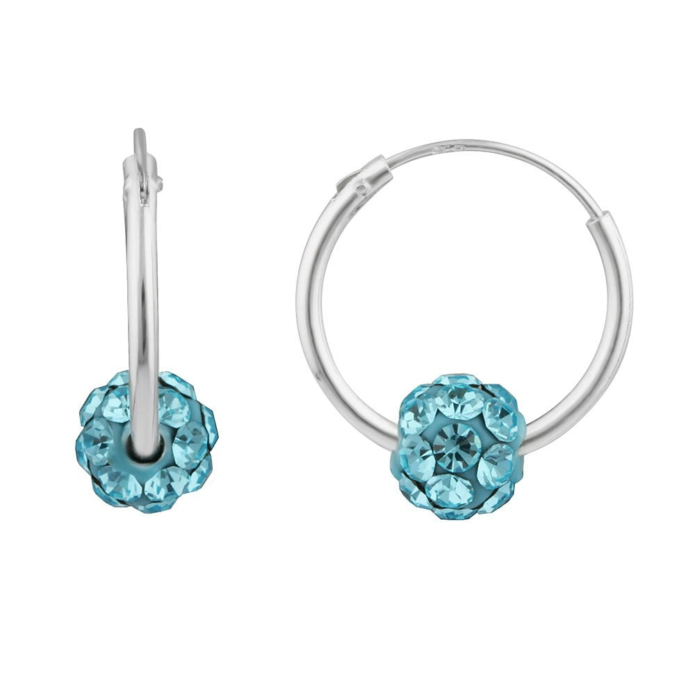 Sterling Silver Blue Crystal Slider on Hoops