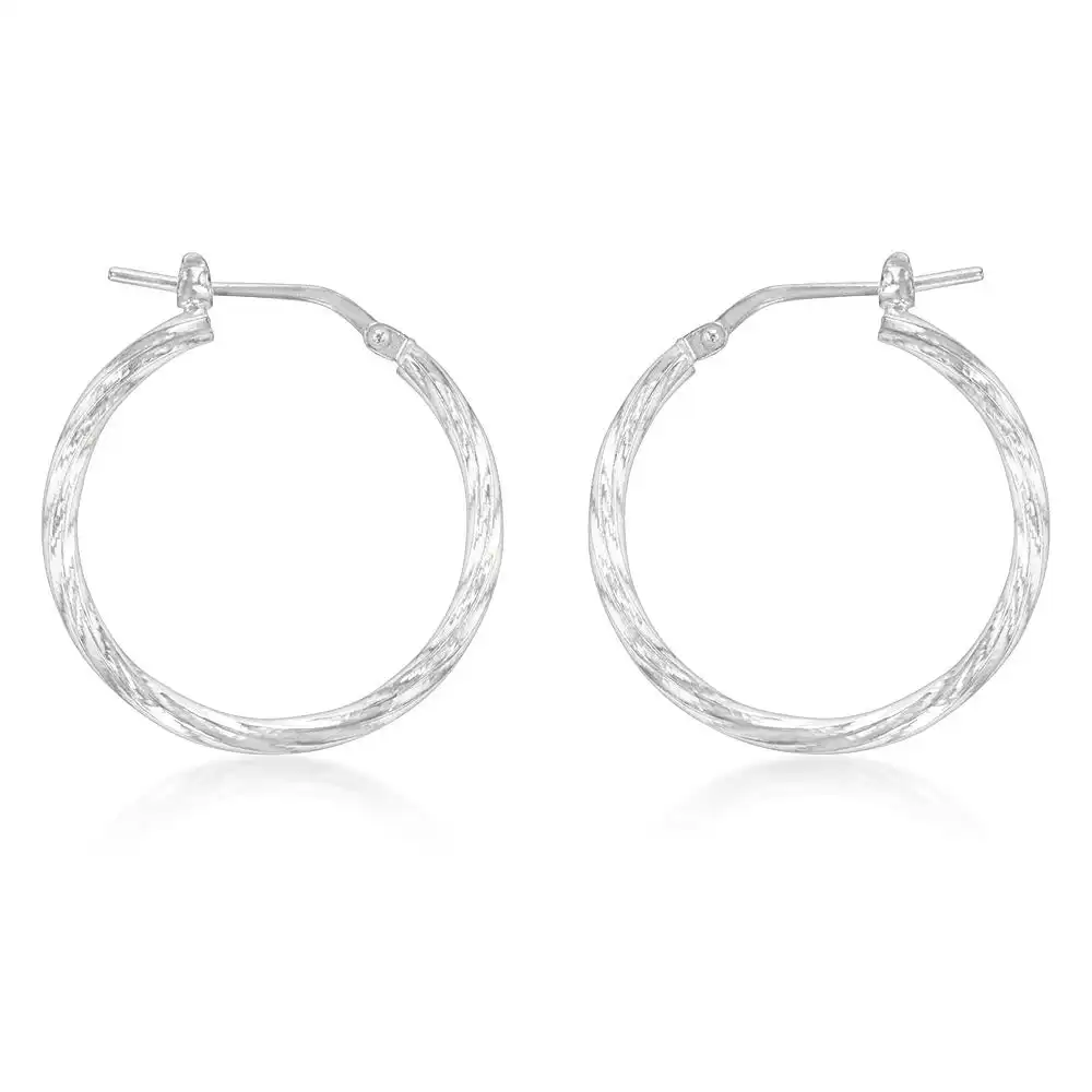 Sterling Silver Twisted 20mm Hoop Earrings