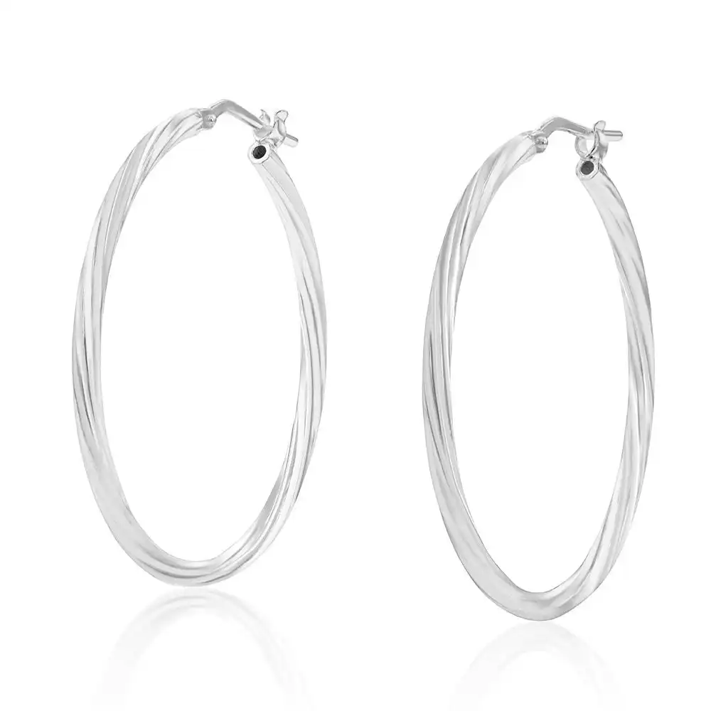 Sterling Silver Twisted 30mm Hoop Earrings