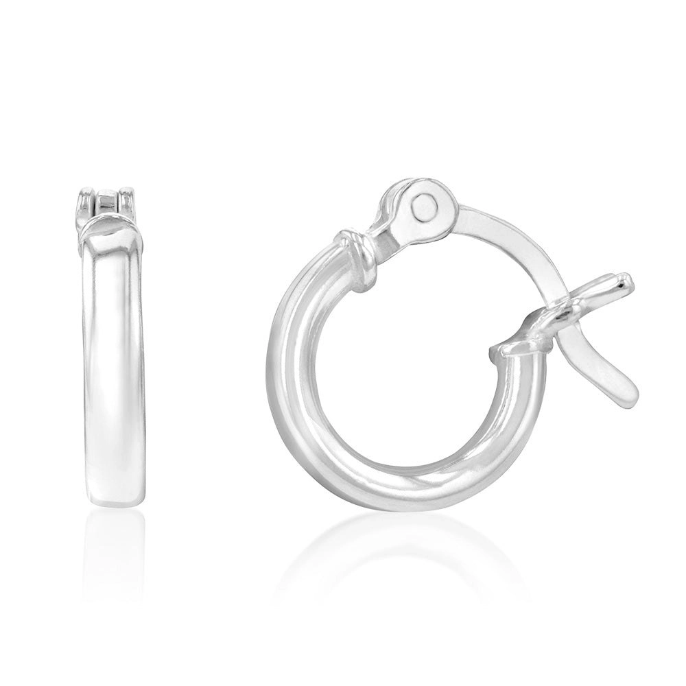 Sterling Silver Plain Round 10mm Hoop Earrings