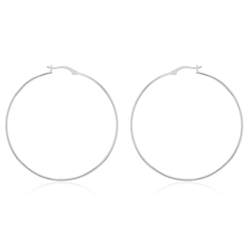 Sterling Silver Plain 60mm Hoop Earrings