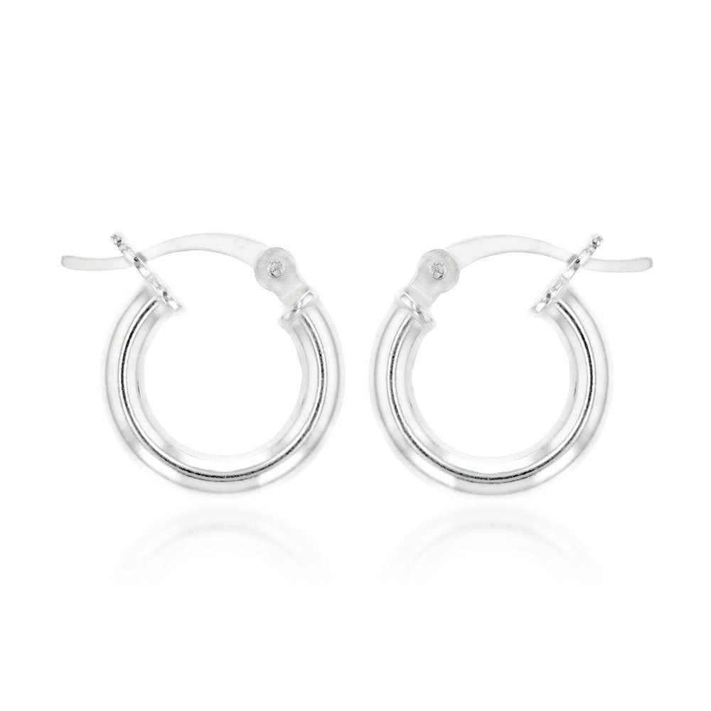 Sterling Silver Plain 12mm Hoop Earrings