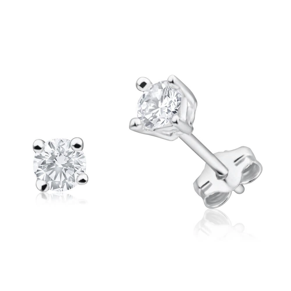 Sterling Silver Cubic Zirconia 4mm Claw Stud Earrings