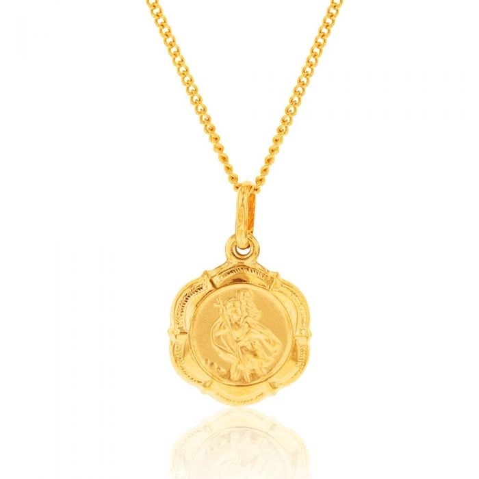 9ct Yellow Gold Saint Christopher Pendant 6 sided