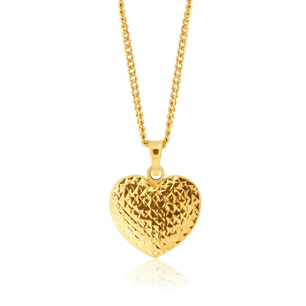 9ct Yellow Gold Scroll Heart Pendant