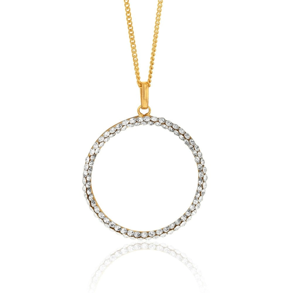 9ct Yellow Gold Filled 20mm Round Crystal Pendant