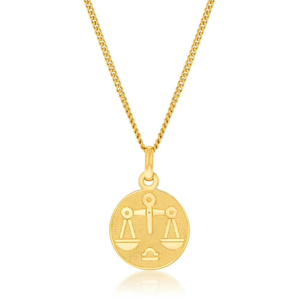 9ct Yellow Gold Zodiac Libra Pendant