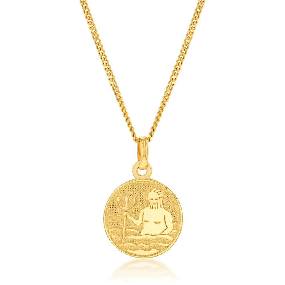 9ct Yellow Gold Zodiac Aquarius Pendant