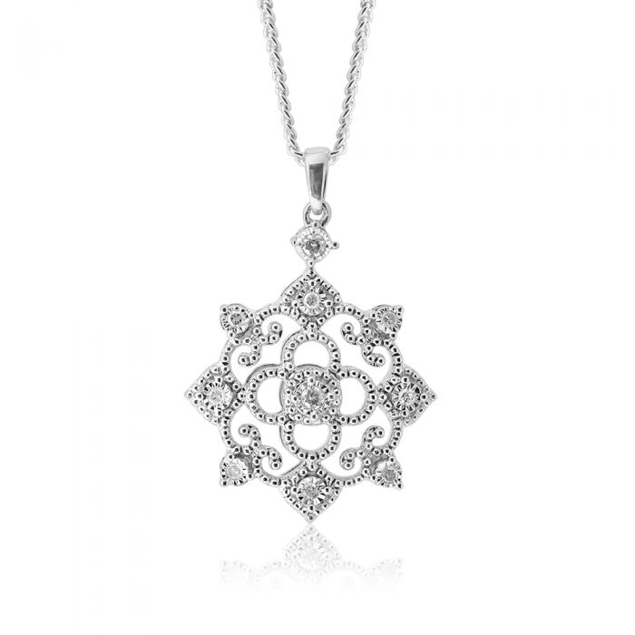 Silver 0.10 Carat Diamond Pendant