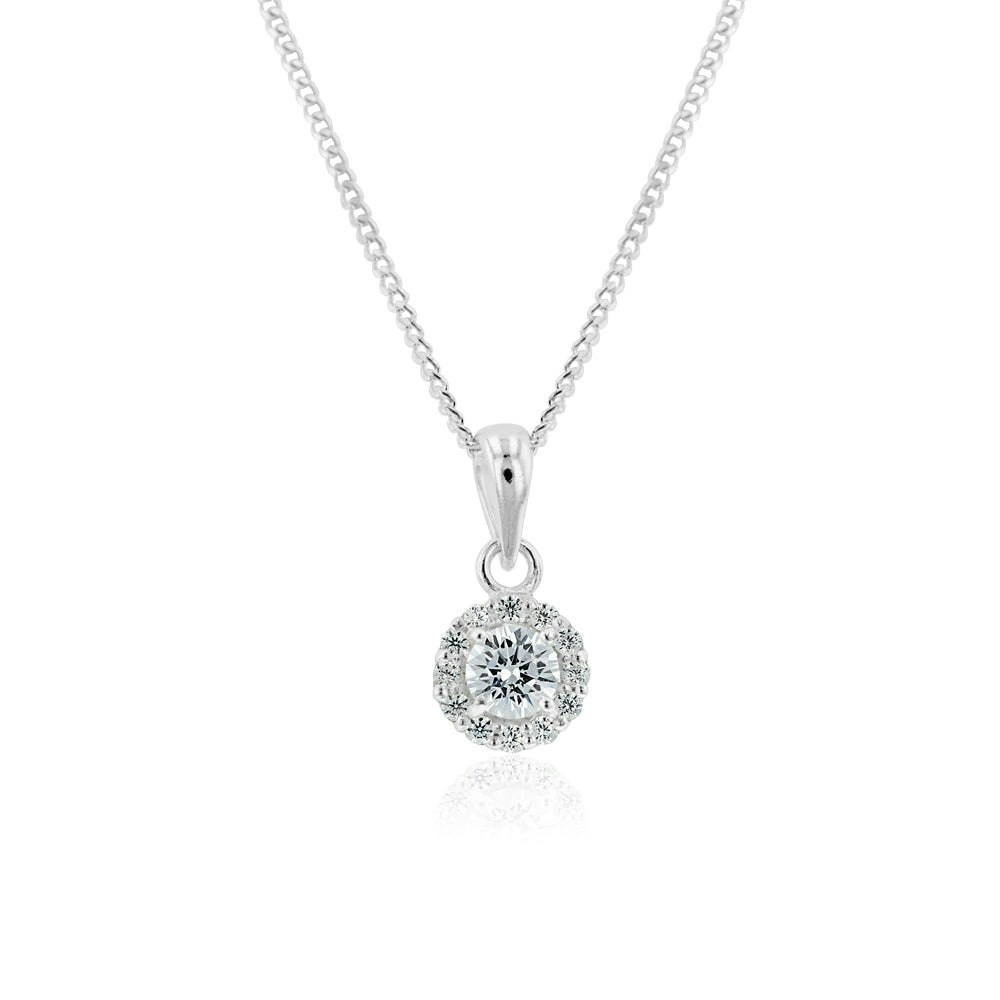 Sterling Silver Zirconia Round Pendant