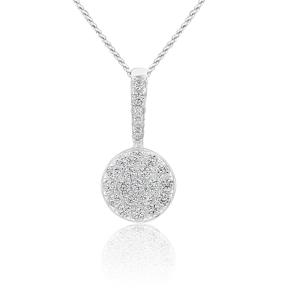 Sterling Silver Round Zirconia Drop Pendant