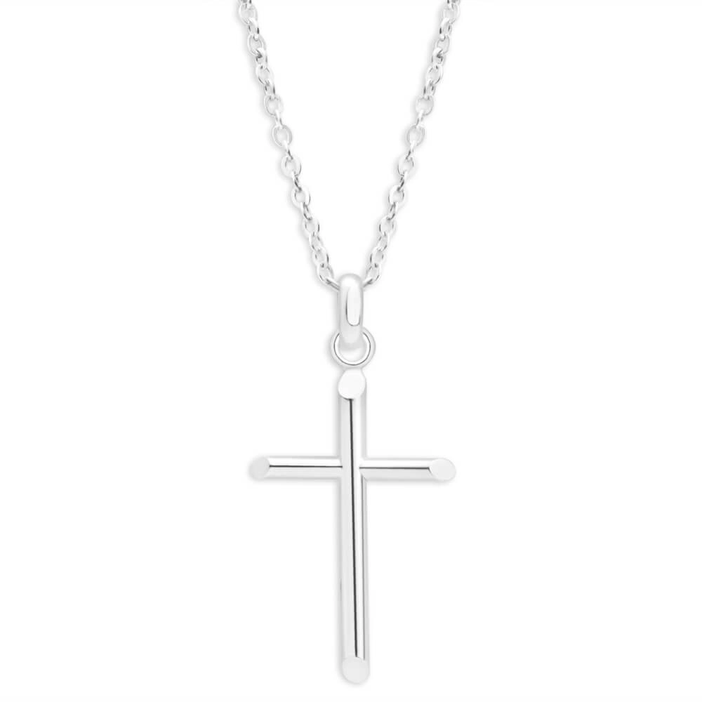 Sterling Silver Barrel Cross Pendant