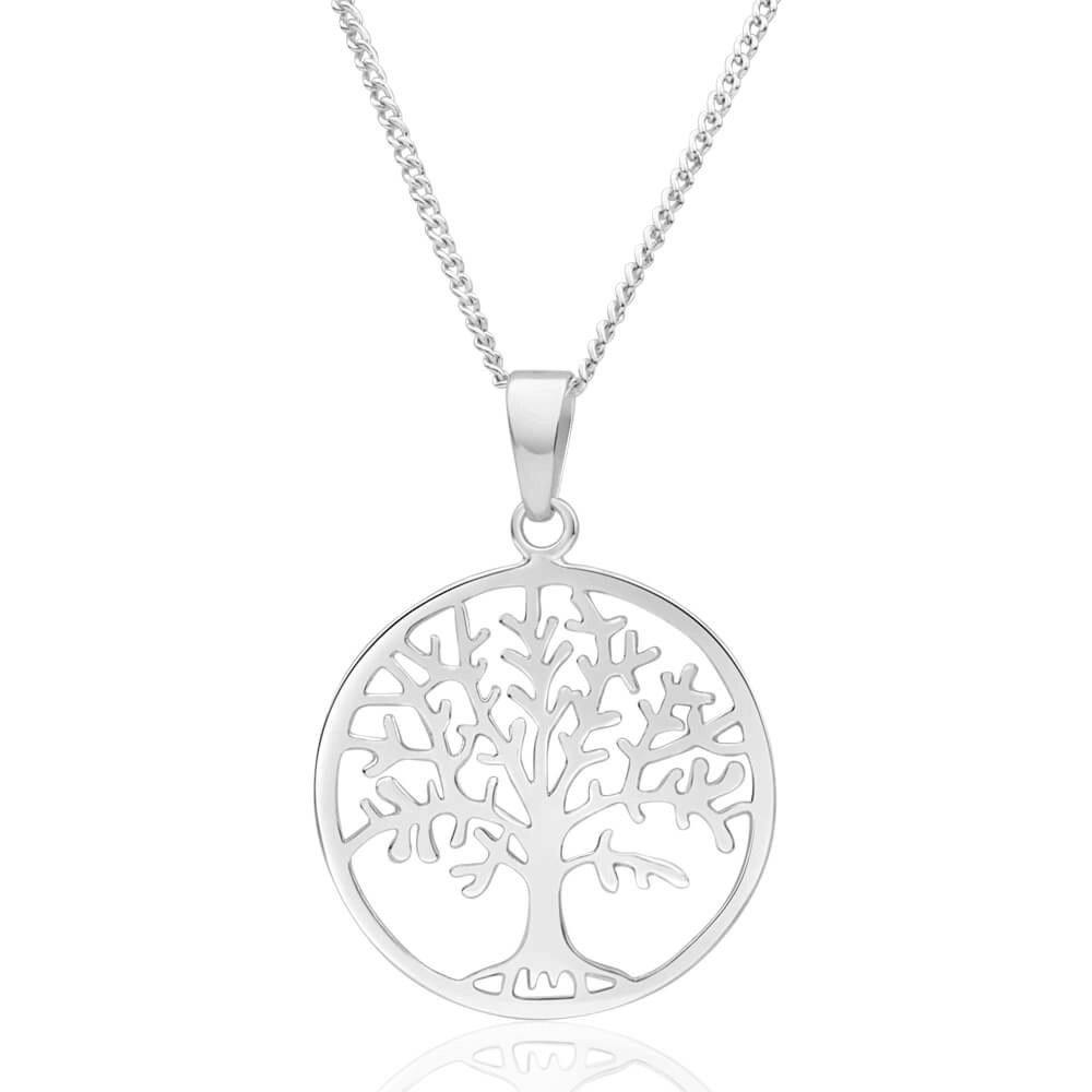 Sterling Silver 23mm Round Tree of Life Pendant