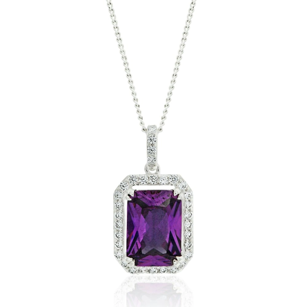 Sterling Silver Purple Cubic Zirconia Pendant