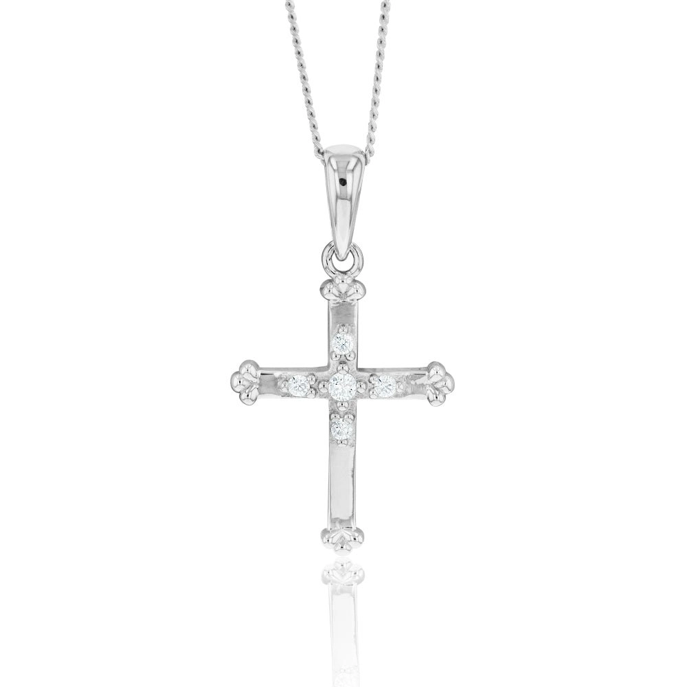 Sterling Silver Zirconia Cross Pendant